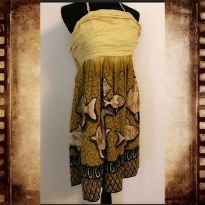 ANTHROPOLOGIE FISH HALTER SUMMER DRESS XS